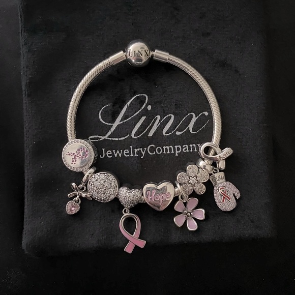 Linx Snake Chain Bracelet with Pink Breast Cancer Awareness Themed